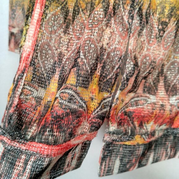 Onque Casuals Shirt Women Large Mesh Orange Yellow Brown Fall Harvest - Picture 10 of 16